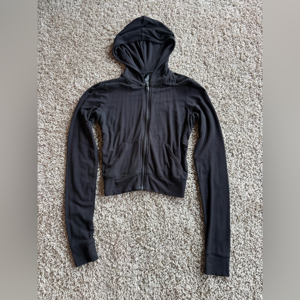 SKIMS Soft Lounge Full Zip Black Sweatshirt